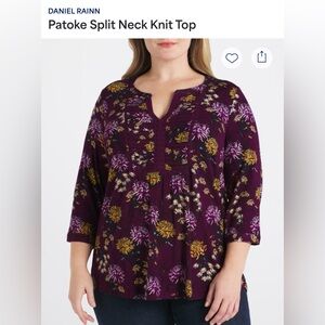 Potoke split neck knit top